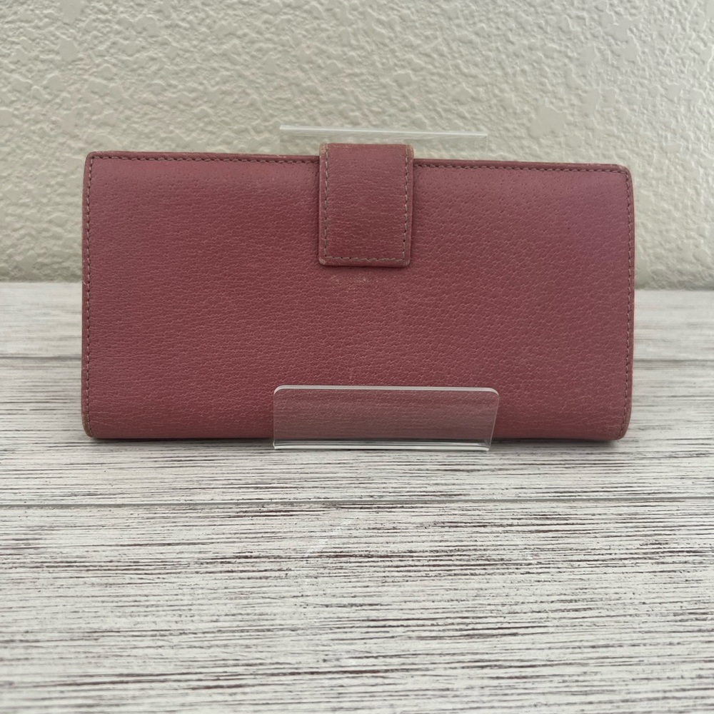 GUCCI Rose Pink Leather Continental Wallet with Gold Script Logo - Picture 2 of 11
